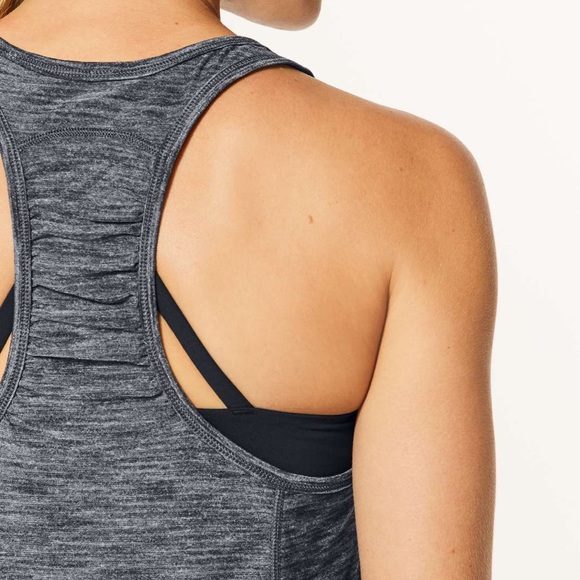 Lululemon Athletica Heathered Black Gray Our Sport Athletic Lightweight Tank EUC - Picture 4 of 15